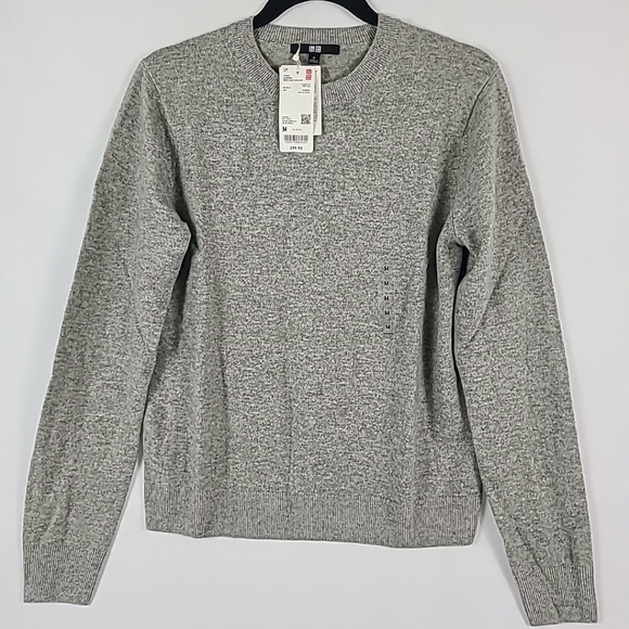 NWT Uniqlo Women’s Cashmere Crew Neck Long Sleeve Sweater Gray Sz M - Picture 1 of 4